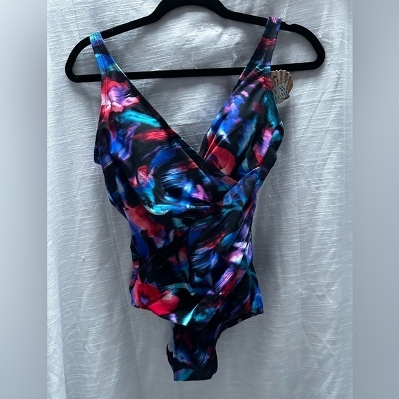 SWIMSUIT One Piece Miraclesuit Shaper Size 10 #6552988 Oceanus Blue Women V Neck - Picture 3 of 14